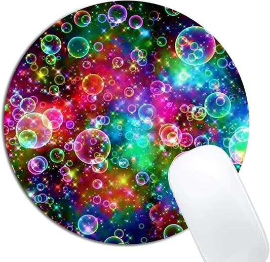 Colorful Bubbles Mouse Pad Round Non-Slip Rubber Mousepad Laptop Office by XDMY