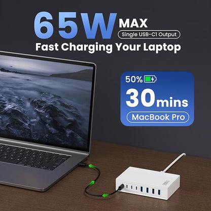 200W USB C Charger Block, 8-in-1 GaN USB C Charger Fast Charging Station Hub - Image 3