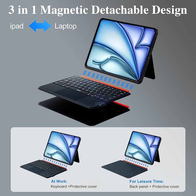 WIWU for iPad Keyboard Case 11 Inch A16 11th /10th Gen 3 in 1 Magnetic - Image 3