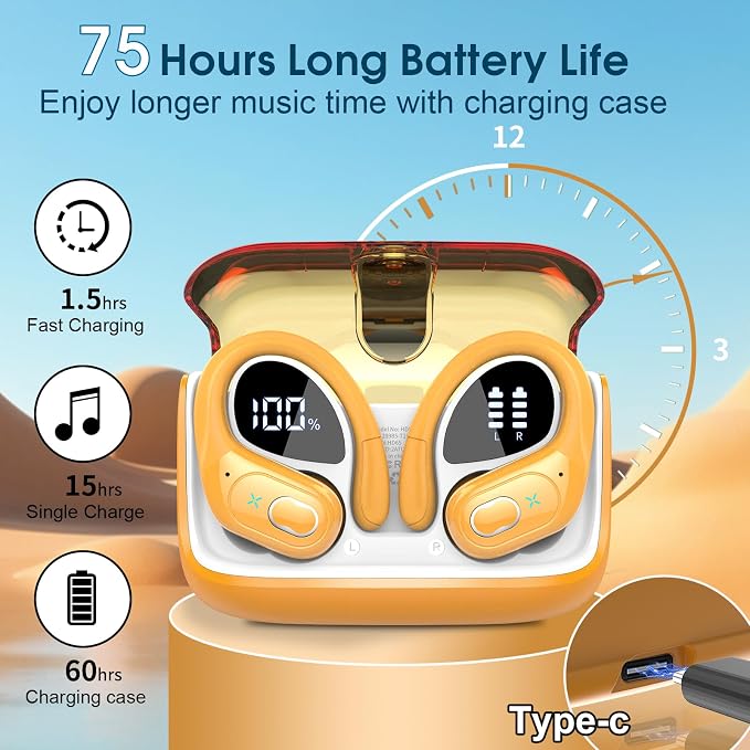 Wireless Earbuds 75hrs Bluetooth 5.4 Headphone Sport, 2025 Bluetooth Earbuds - Image 2
