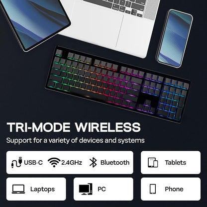 EPOMAKER TH108 Full Size Mechanical Keyboard, Wireless Gaming Keyboard - Image 4