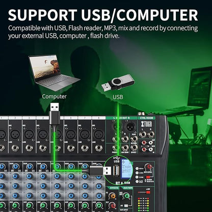 XTUGA 8 Channel Audio Mixer Sound Board Mixing Console, Audio Interface PC USB - Image 2