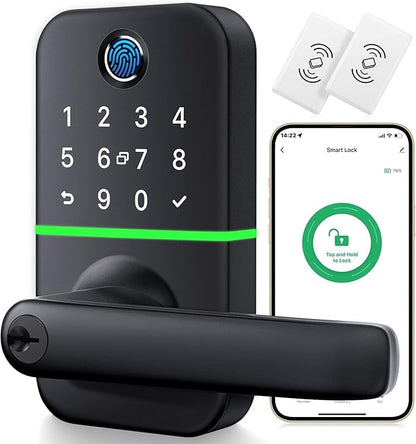 Keypad Smart Door Lock with Handle: Kucacci Keyless Entry Fingerprint Lock by KeylessLockforSmartHome