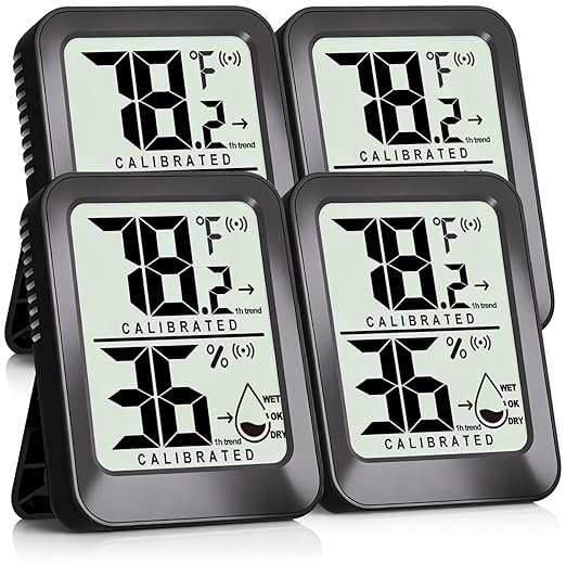 Antonki 4 Pack Mini Room Thermometer Hygrometer Indoor Temperaure and Humidity by Antonki