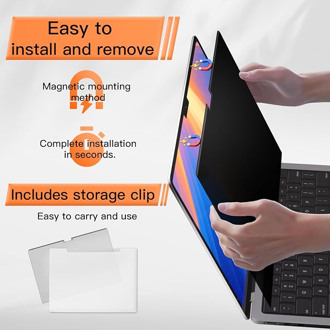 Privacy Screen MacBook Pro 16 Inch 2021-2024, Magnetic Removable Anti Blue - Image 5