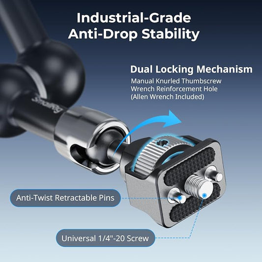 SMALLRIG 7 Inch Magic Arm with Crab-Shaped Clamp, Arm with 1/4"-20 Screw and - Image 2