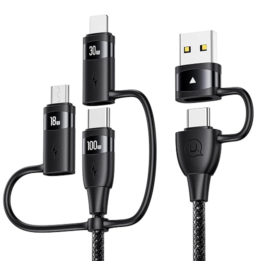 100W USB C Multi Charging Cable, USAMS 6.6FT 5-in-1 5A Fast Sync Charger by USAMS