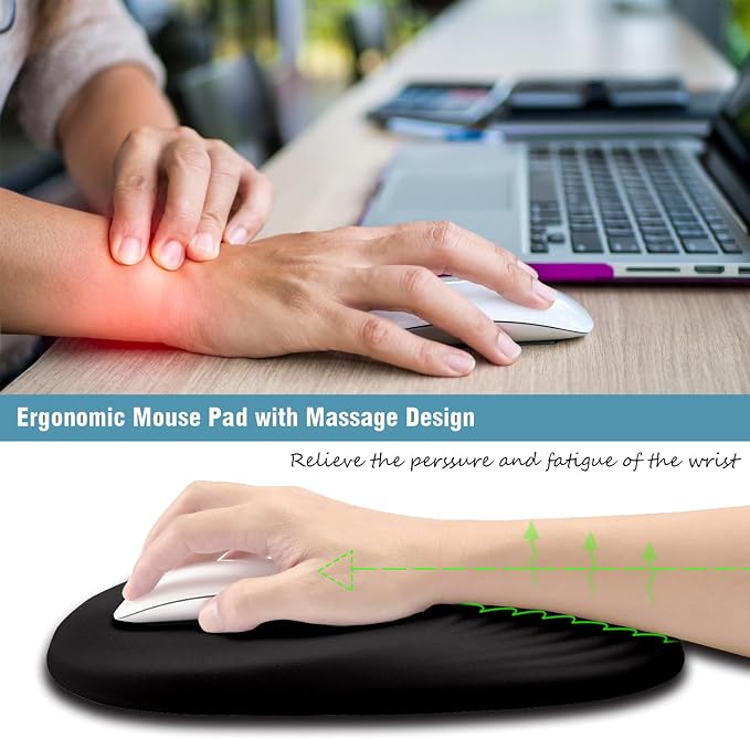 Black Ergonomic Mouse Pad Wrist Support, Mouse Pad - Image 3