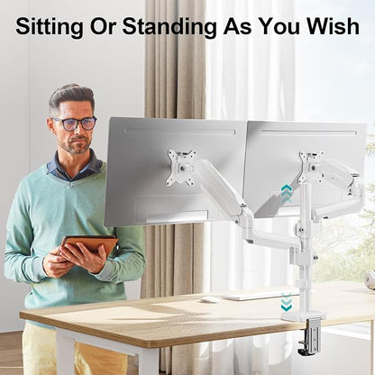 MOUNT PRO Dual Monitor Mount for 13-32" Computer Screen, Tall Monitor Stands - Image 3