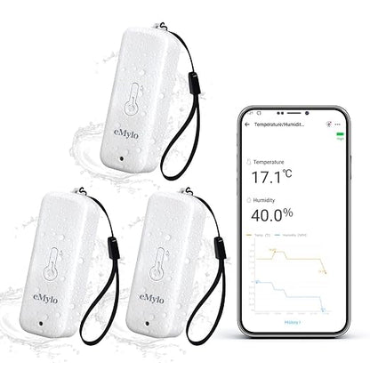 eMylo Zigbee Temperature Humidity Sensor-3 Pack, IP65 Indoor Outdoor by eMylo