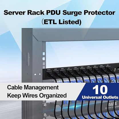 10 Outlet Horizontal 1U PDU Rack Mount Power Strip - Image 5