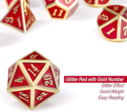 Ruby Red DND Metal Dice, DnDnD 7PCS Metallic D&D Dice Set - Image 4