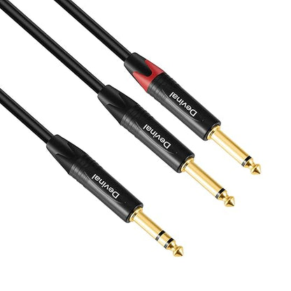 Devinal 1/4 to Dual 1/4 Y-Splitter Cable, 6.35mm TRS to Dual 6.35mm TS Insert by Devinal