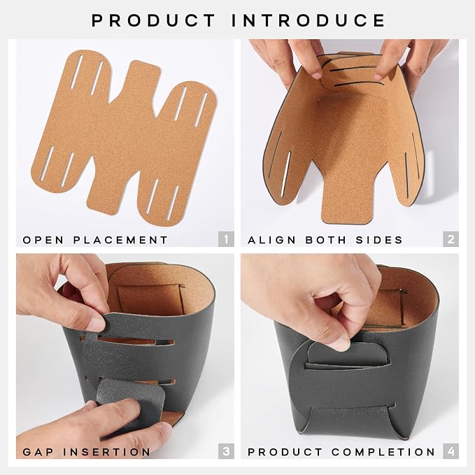 HOMIEAZICOZI 2-Pack Cork Leather Desk Accessories Storage - Image 6