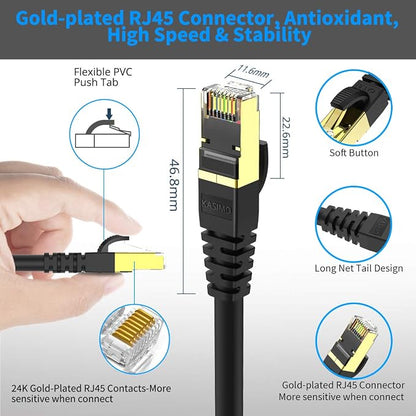 KASIMO CAT 8 Ethernet Cable Shielded SFTP Internet Network Patch Cord, Heavy - Image 7
