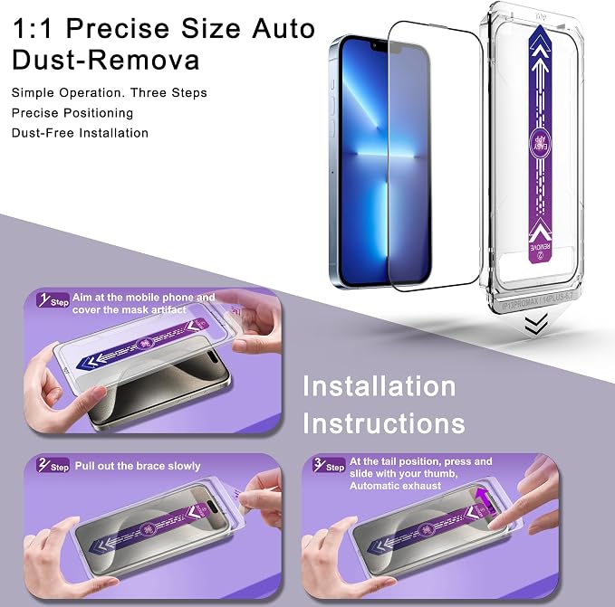 2 Pack Screen Protector for iPhone 13 Pro Max/iPhone 14 Plus, 9H Tempered Glass - Image 3