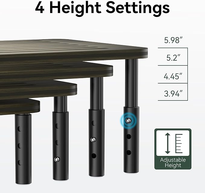 Bamboo Monitor Stand Riser, 4 Adjustable Height, 15.55x9.25 Laptop Stand - Image 5