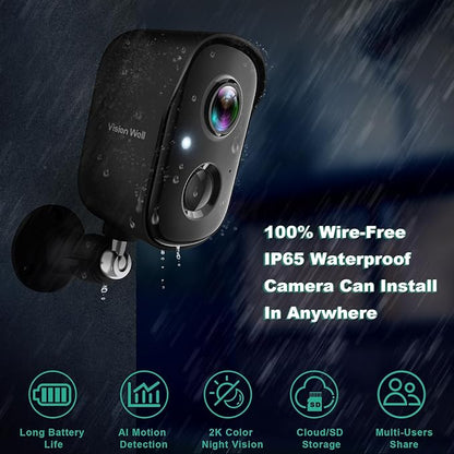 Security Cameras Wireless Outdoor, 2K Battery Powered AI Motion Detection - Image 2