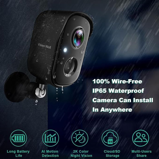 Security Cameras Wireless Outdoor, 2K Battery Powered AI Motion Detection - Image 2
