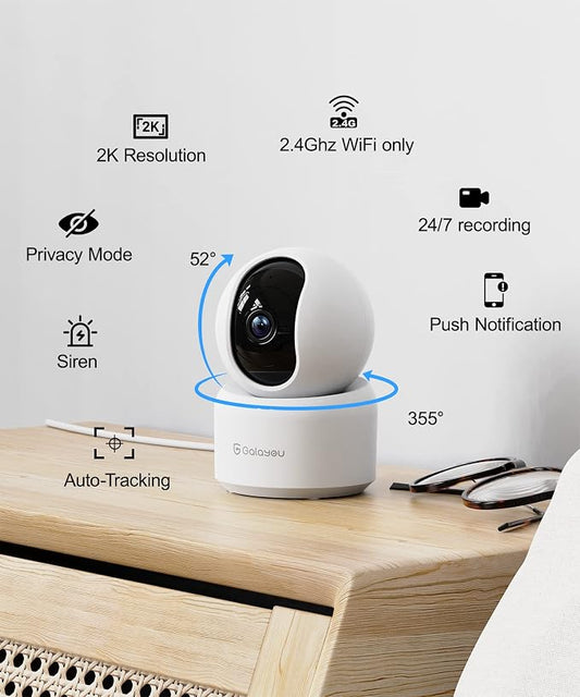 GALAYOU Indoor Security Camera 2K, Pet Camera, 360 Degree 2.4G WiFi Home - Image 2