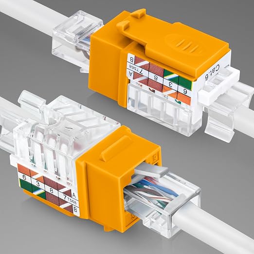 Everest 45° Angled RJ45 Cat6A Keystone Jacks 10-Pack in Yellow - Image 8