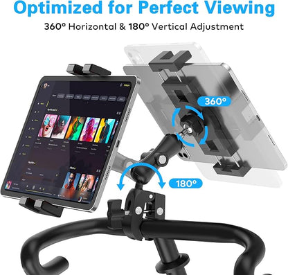 Treadmill Tablet iPad Holder, Aluminum Indoor Exercise Bike Handlebar Mount - Image 6