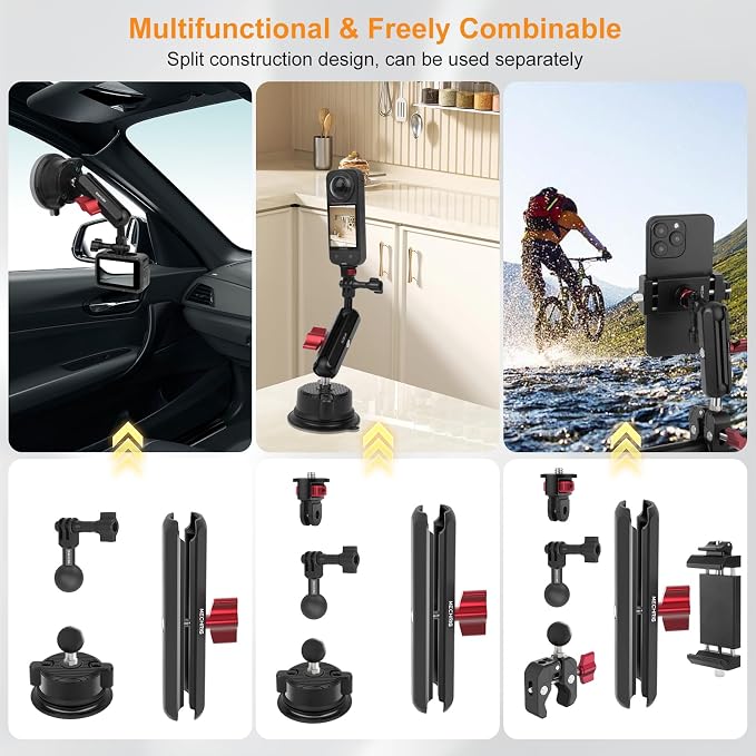 Camera Suction Cup Mount Kits-360°Ball Head Magic Arm, Double-Layer Suction Cup - Image 7