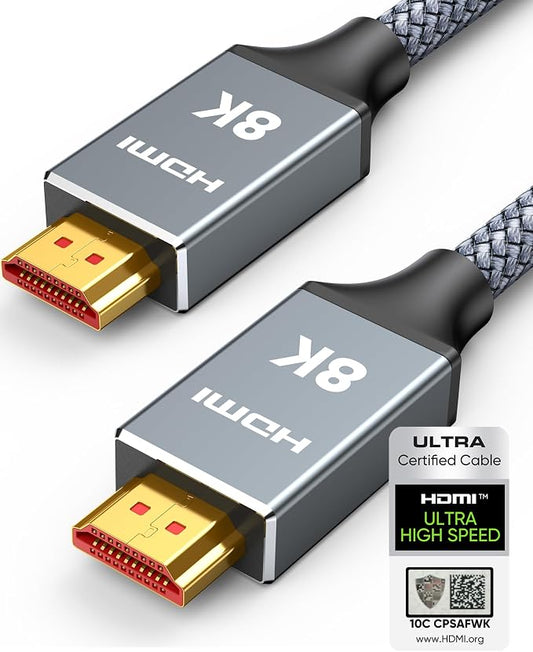 Capshi 5ft 8K 4K@120Hz HDMI 2.1 Cable Certified, 48Gbps High Speed Cord by Capshi