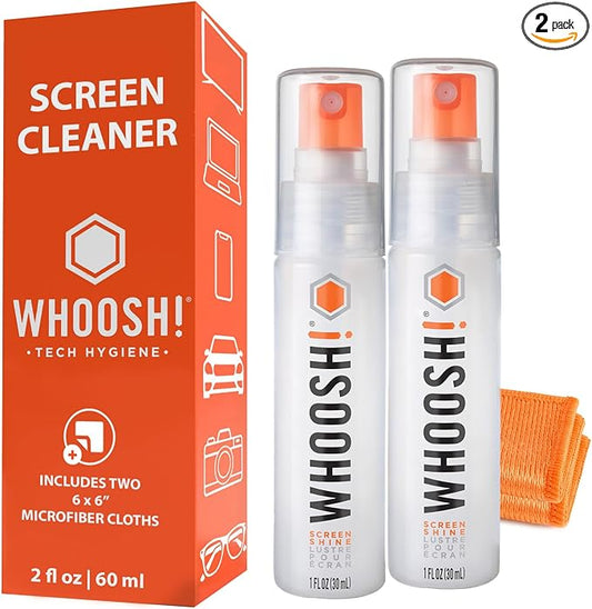 WHOOSH! Screen Shine Go 2-Pack – Two 1 fl oz Refillable Touchscreen Cleaners by WHOOSH
