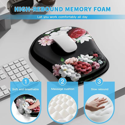 Mouse Pad with Wrist Rest, Ergonomic Mousepads with Wrist Support, Soft Lycra - Image 3