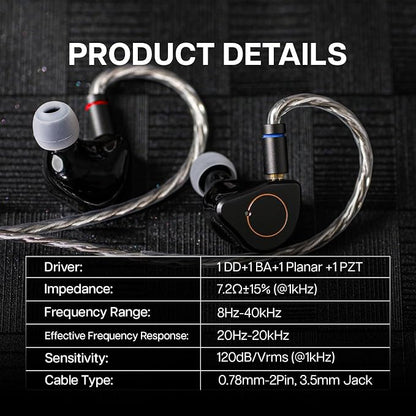 Linsoul SIMGOT SuperMix 4 1DD+1BA+1Planar+1PZT Hybrid Drivers Earphones - Image 2
