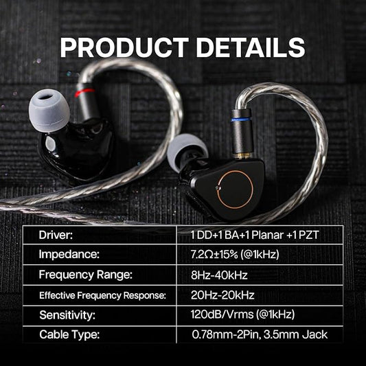 Linsoul SIMGOT SuperMix 4 1DD+1BA+1Planar+1PZT Hybrid Drivers Earphones - Image 2