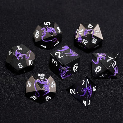 Metal Dice Set D&D, HNCCESG Polyhedral Dice 7 Piece Dice Dragon Metallic DND - Image 3