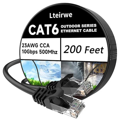 CAT6 Ethernet Cable 200FT 23AWG High Speed 500MHz 10Gbps Transmission Speed by Lteirwe