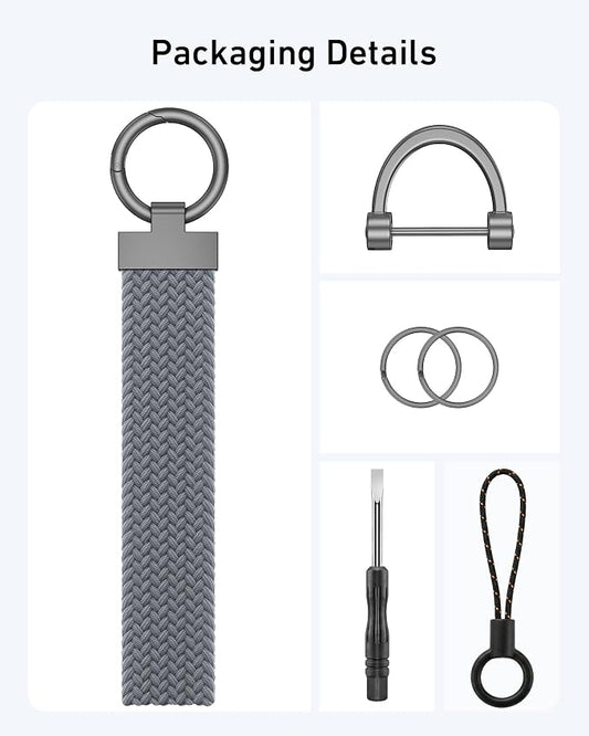 Stretchy Braided Wristlet D-Ring Detachable - Image 2