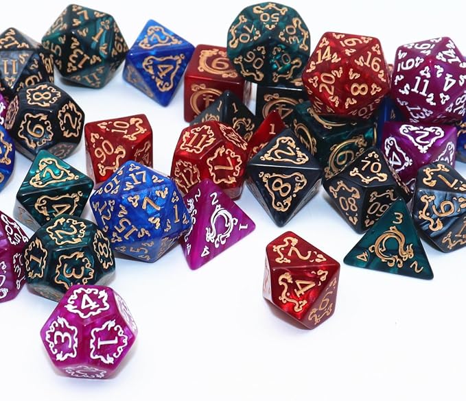Polyhedral DND Dice Set, 5 Pack Vintage Dragon-Patterned Dice Sets Compatible - Image 6
