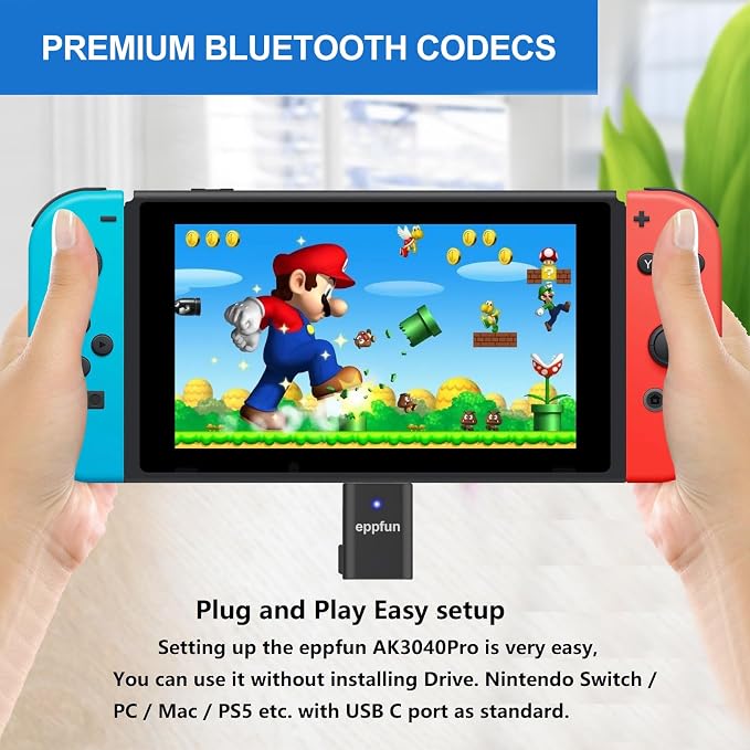 USB C Bluetooth Adapter for ps5/PS4, Dual Connection Wireless Audio Adapter Low - Image 5