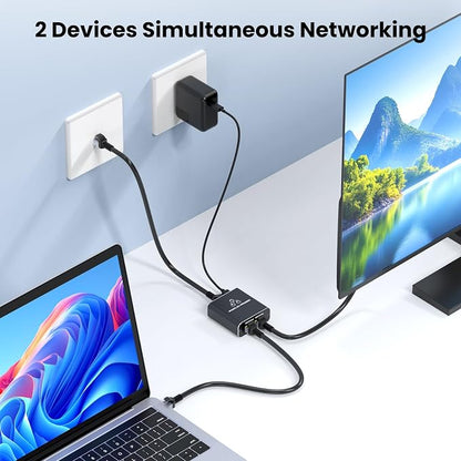 Gigabit Ethernet Splitter 1 to 2, 1000Mbps High Speed LAN Splitter - Image 3