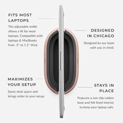 HumanCentric Vertical Laptop Stand in Vegan Cognac Leather, Upright Adjustable - Image 3