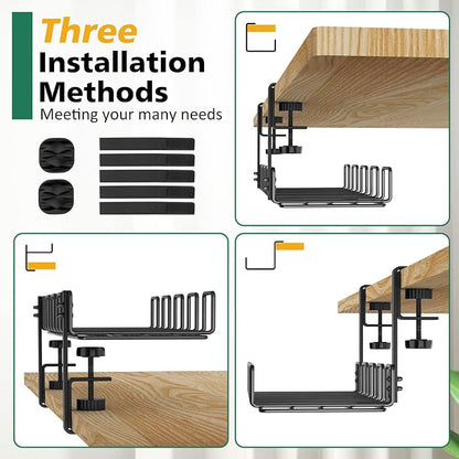 REFLYING Under Desk Cable Management Tray, L 15.7'' W 6.3'' No Drill Steel Desk - Image 7