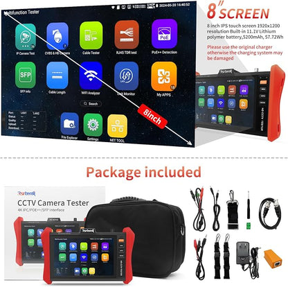 Rsrteng CCTV Tester 4K 12MP IP Camera Tester POE++ Max 90W POE Camera Test 8" - Image 8
