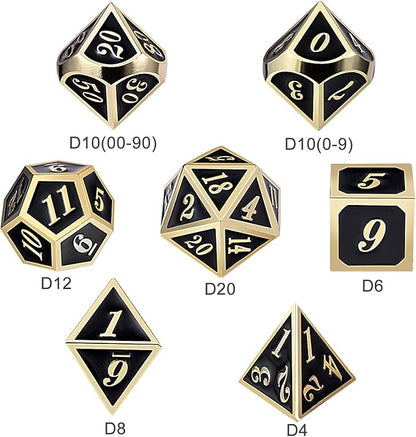 DNDND Metal Dice Set D&D, 7 die Metallic Polyhedral Dice Set - Image 6