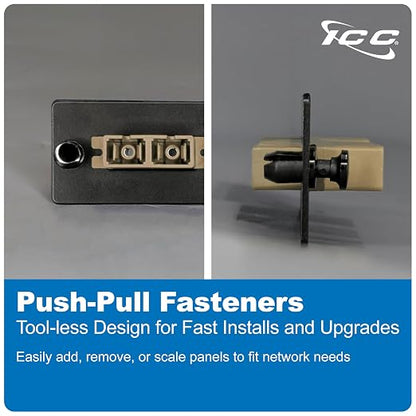 ICC SC-SC Fiber Optic Adapter Panel, LGX Compatible, 6 Fibers, Push Fasteners - Image 3