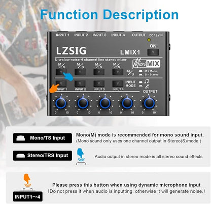 LZSIG Mini Audio Mixer, Stereo Line Mixer - Image 5