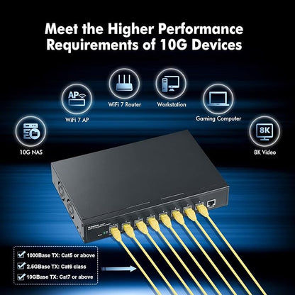 MokerLink 8 Port 10G Managed Ethernet Switch, 10G/5G/2.5G/1G Auto-Adaptive - Image 6