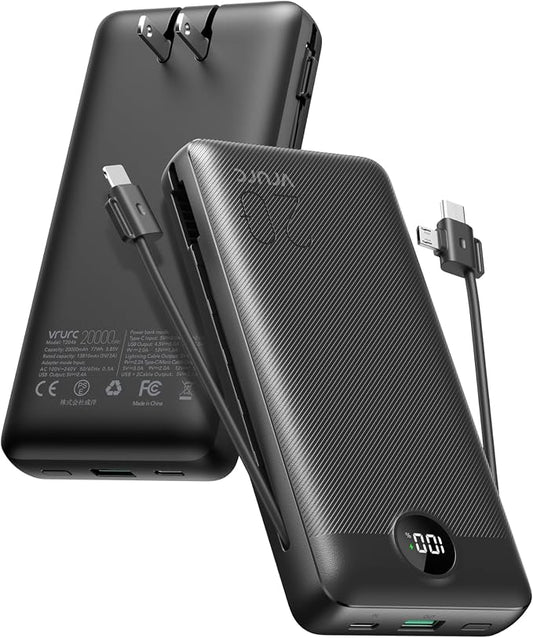 VRURC Portable Charger 20000mAh, Fast Charging Power Bank USB C, 4 Output 2 by Home