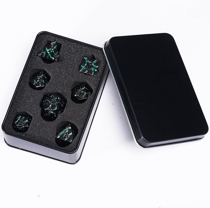 DND Crack Stripe Dice, Metallic Glitter Dice Set - Image 6