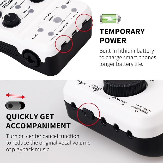 JOYO Audio Mixer USB Audio Interface Stereo XLR+48V Phantom Power Mixer - Image 5