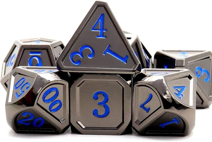 Haxtec Black Metal DND Dice Set D&D W/Gift Metal Case Polyhedral Dice Compatible - Image 4