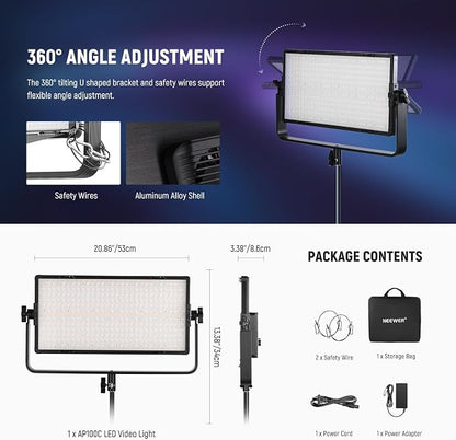 NEEWER 105W RGB LED Panel Video Light Kit - Image 9